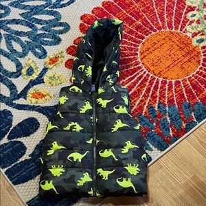 Children's Dino Adventure Hooded Vest - Black and Green